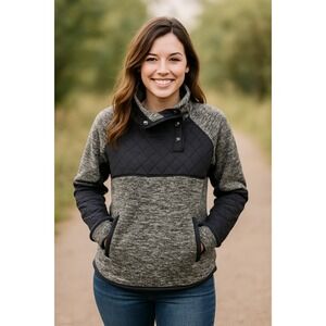 Abercrombie & Fitch Quilted Pullover Warm Fleece Gray Women Size M